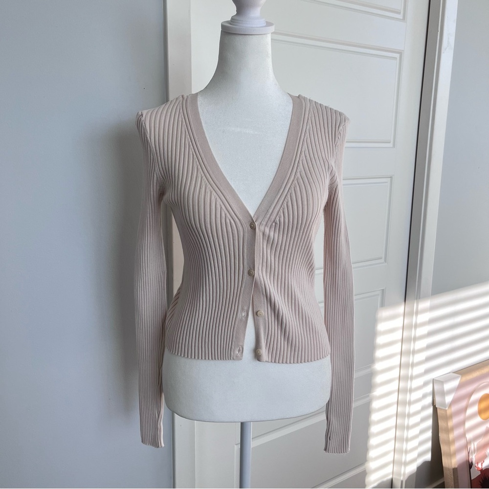 H&M Cream Ribbed Cardigan
